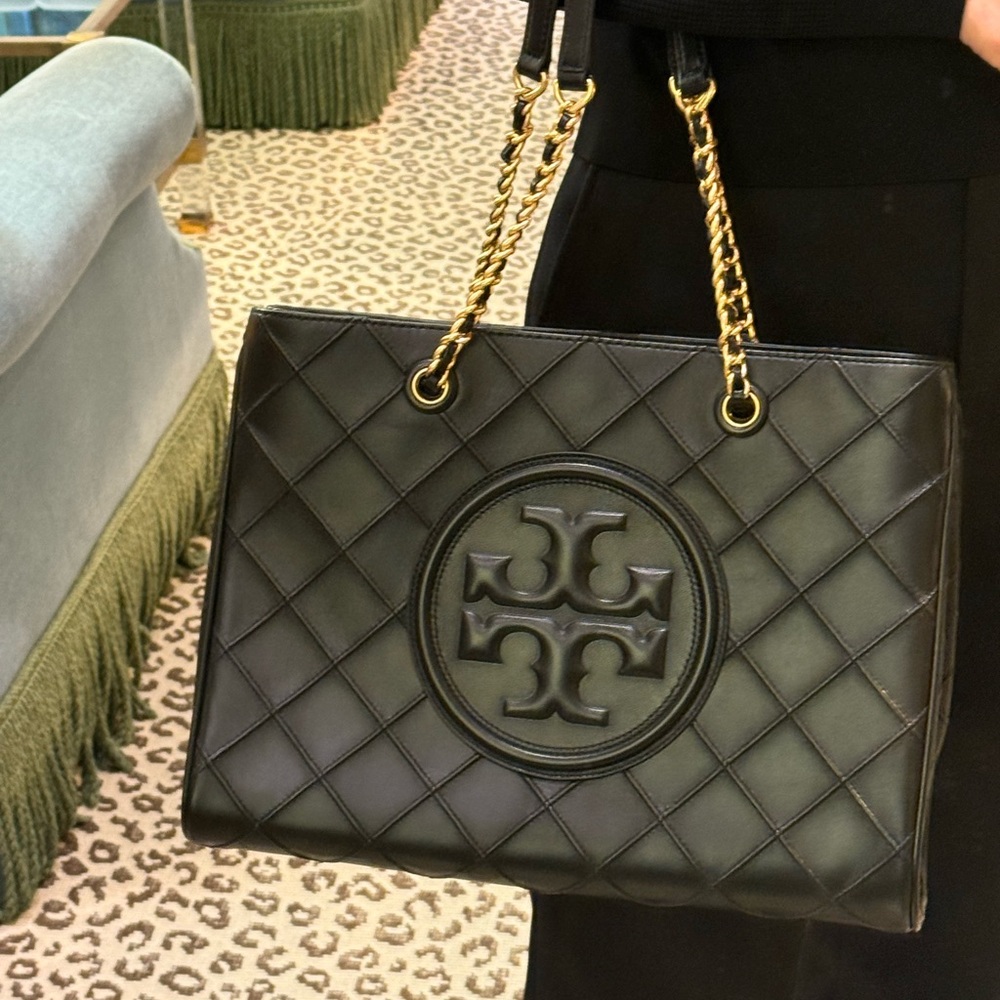 Black Quilted Leather Tote Bag